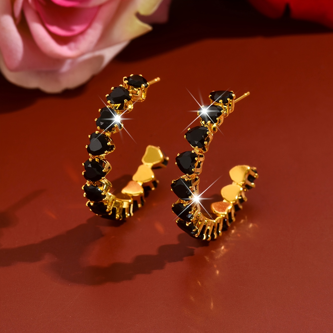 Women's Multi-Colour Heart Full Hoop Earrings, Light Luxury Design